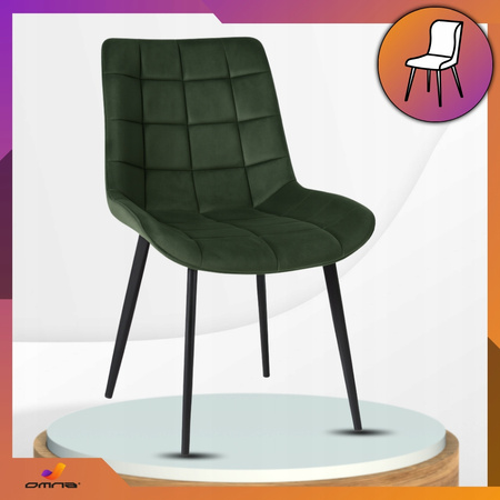 Turkusowe krzesło tapicerowane welurowe pikowane metalowe nogi do jadalni salonu Loft