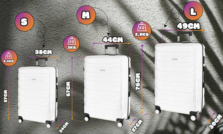 Zestaw 3 walizek podróżnych 3w1 ABS bagaż kufer na kółkach 94L+63L+40L