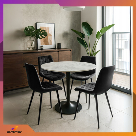 Zielone krzesło tapicerowane welurowe pikowane metalowe nogi do jadalni salonu Loft