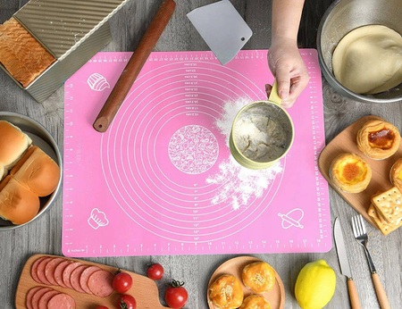 DUŻA STOLNICA SILIKONOWA MATA KUCHENNA Z MIARAMI