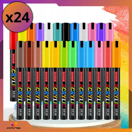 Markery akrylowe pisaki do kamieni szkła drewna wodoodporne guangna 24 szt