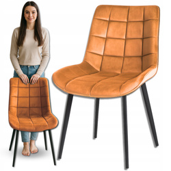 Miedziane krzesło tapicerowane welurowe pikowane metalowe nogi do jadalni salonu Loft