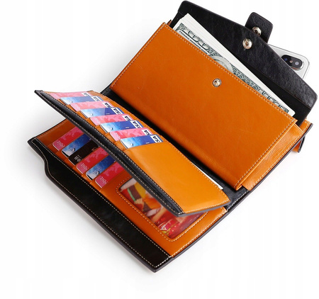 Skórzany portfel damski skóra system RFID CAMEL