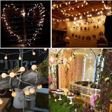 LED 50 LAMPKI NA CHOINKĘ BATERIE 500cm BARWA ŻÓŁTA