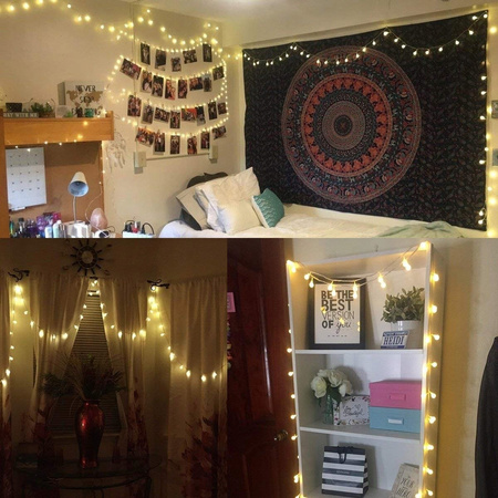 LED 50 LAMPKI NA CHOINKĘ BATERIE 500cm BARWA ŻÓŁTA