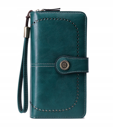 Skórzany portfel damski skóra system RFID CZERWONY