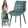 Turkusowe krzesło tapicerowane welurowe pikowane metalowe nogi do jadalni salonu Loft