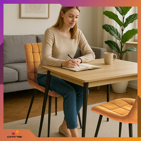 Turkusowe krzesło tapicerowane welurowe pikowane metalowe nogi do jadalni salonu Loft