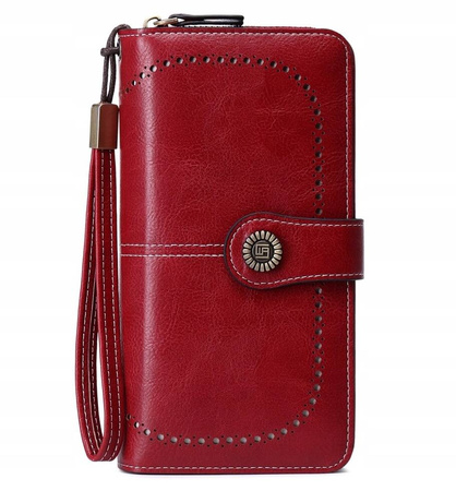 Skórzany portfel damski skóra RFID JASNO NIEBIESKI