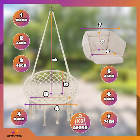 Fotel wiszący ogrodowy huśtawka bocianie gniazdo do domu ogrodu z poduszką