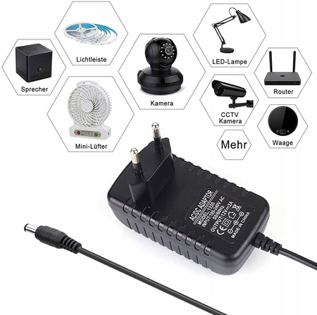 Zasilacz / ładowarka 12V/2A - wtyk DC 5,5/2,1mm