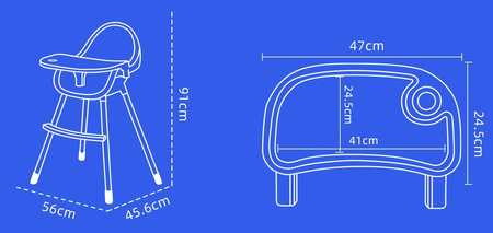 KRZESEŁKO DO KARMIENIA DLA DZIECI 3w1 TACA FOTELIK