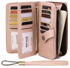 Skórzany portfel damski skóra system RFID RÓŻOWY