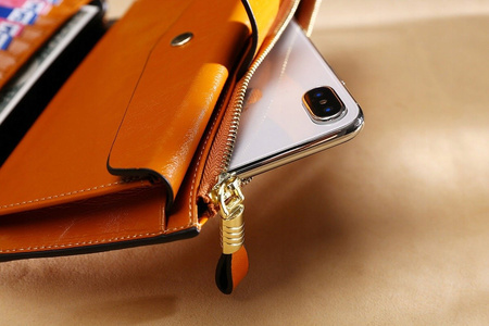 Skórzany portfel damski karty skóra system RFID