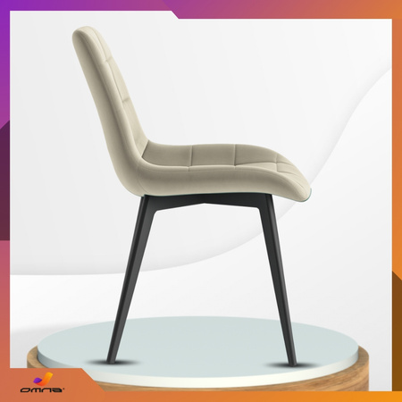 Grafitowe krzesło tapicerowane welurowe pikowane metalowe nogi do jadalni salonu Loft