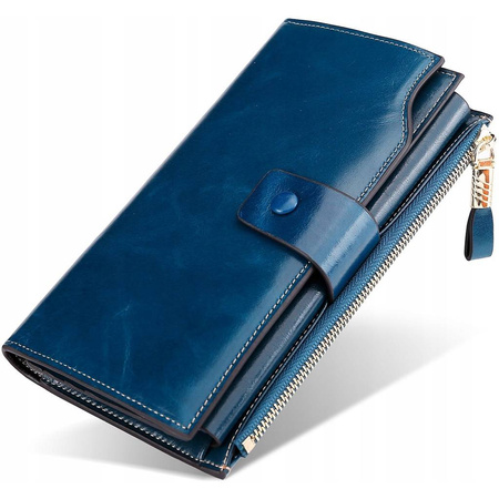 Skórzany portfel damski skóra system RFID CZERWONY