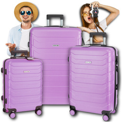 Zestaw 3 solidnych walizek podróżnych bagaż kufer lekka samolot 94L+63L+40L